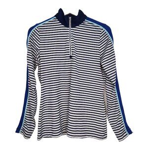 EP New York Golf 1/4 Zip Pullover Shirt S Blue White Stripe Long Sleeve Athletic